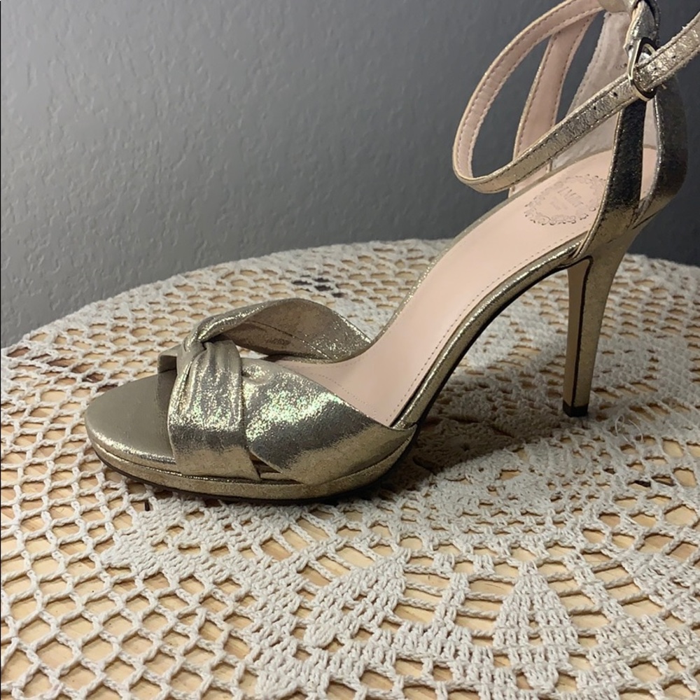 Gold lame dressy sandal